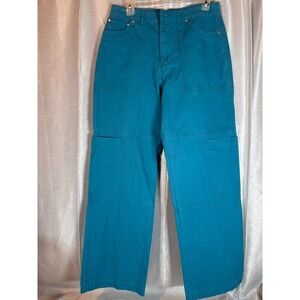 NWT Forever 21 Teal Blue Cargo Pants Wide Leg Utility Pocket Women's Size L